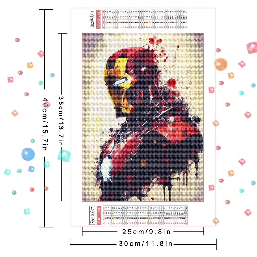 Marvel DIY Diamond Painting Set Cartoon Iron Man Full Round 5D Diamond Mosaic Marvel Portrait Children's Gift view 2