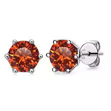 Luxury Diamond Stud Earrings 1CT VVS Moissanite Fine S925 - Orange