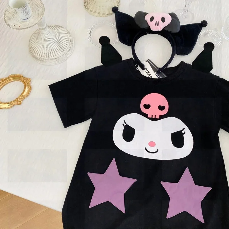 Sanrioes Toddler Halloween Girl Dress Anime Kuromi Kawaii Cartoon Summer Clothes Birthday Party Wedding Dress Tutu Costume Gift