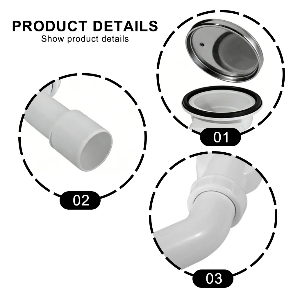 Bathtub drain silver panel with hair filter ABS basin drain pipe efficient deodorization and clog prevention system