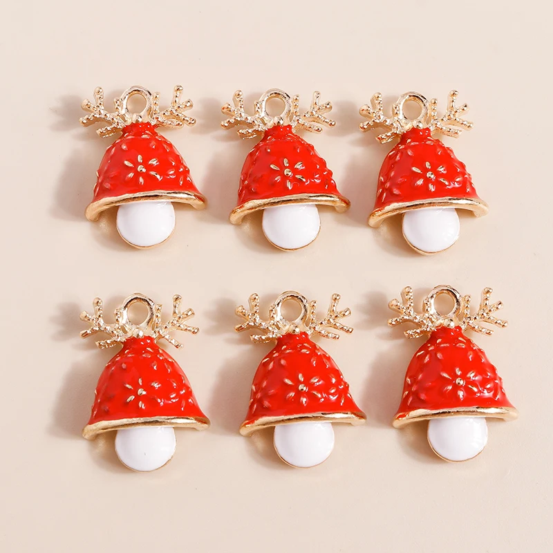 10 Stück Mix Emaille Weihnachtsanhänger für Schmuckherstellung Weihnachtsmann Baum Hirsch Hut Charms Anhänger für DIY Halsketten Ohrringe Geschenke – Detail 7