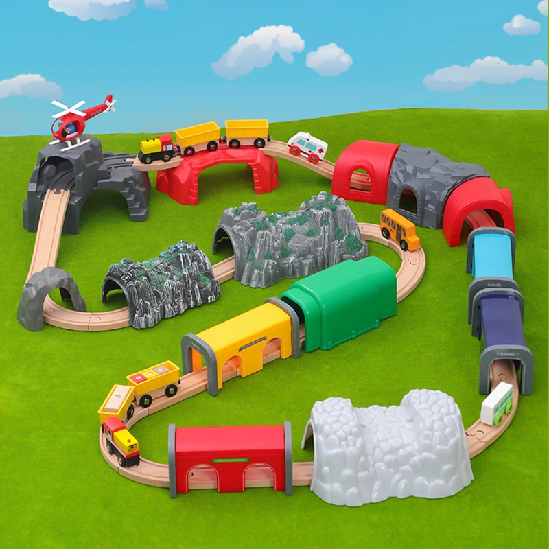 

Boy Toys Small Cave Tunnel Scene Track Accessories And Compatible Wooden Train Educational Boy Child Toys S8