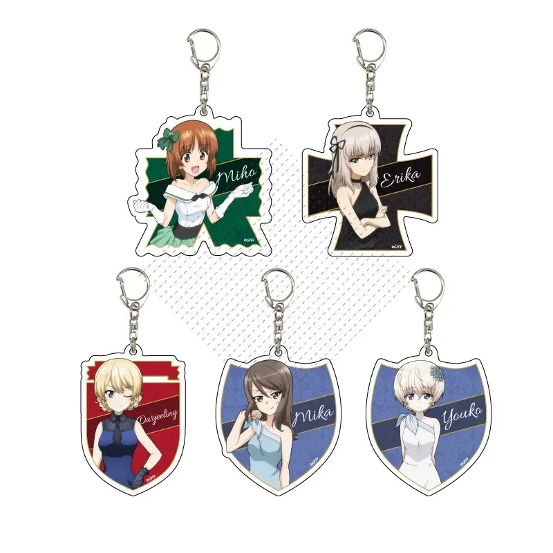 Anime Keychain Doll Anchovy Darjeeling Nishi Kinuyo Mika Acrylic Keyring Pendant for Gift