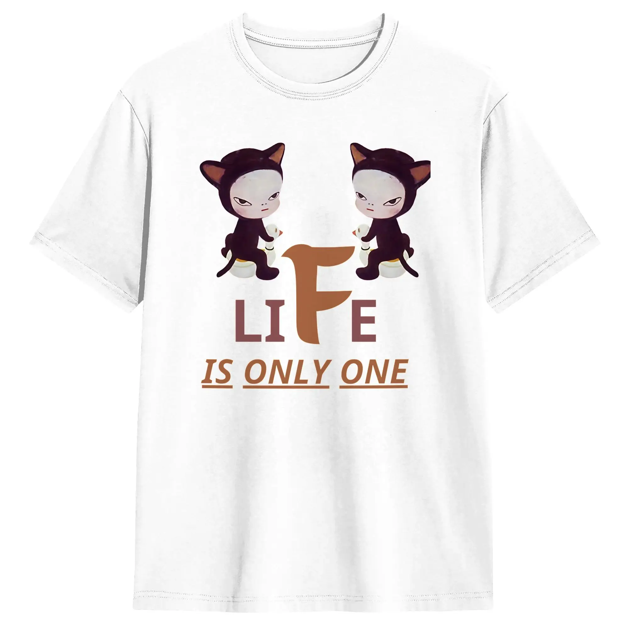 Yoshitomo Nara T-Shirt Summer Life Is Only One Harajuku T-Shirts Cotton Crew Neck Plus Size Top Tees Short-Sleeve Vintage Tshirt