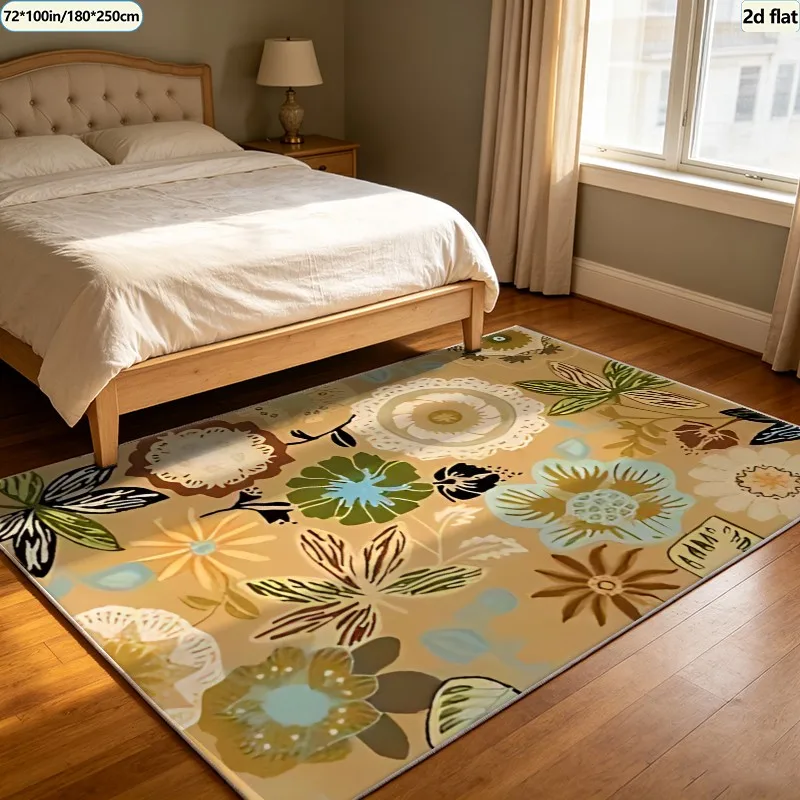 1 Piece of Vintage Floral Print Carpet, Soft and Comfortable, Suitable for All Seasons, Lightweight and Easy to Care For, Ideal for Home Decor in the Living Room, Bedroom, and Entryway, Perfect for Autumn and Winter.