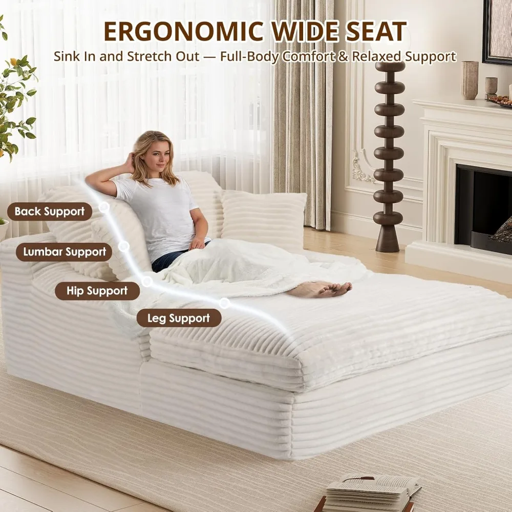 كرسي استرخاء كبير الحجم مقاس 71 بوصة، مقعد عميق 57.5 بوصة مع وسادة سميكة مقاس 6 بوصات، أريكة نوم منجدة مع وسائد، صالة مريحة #3