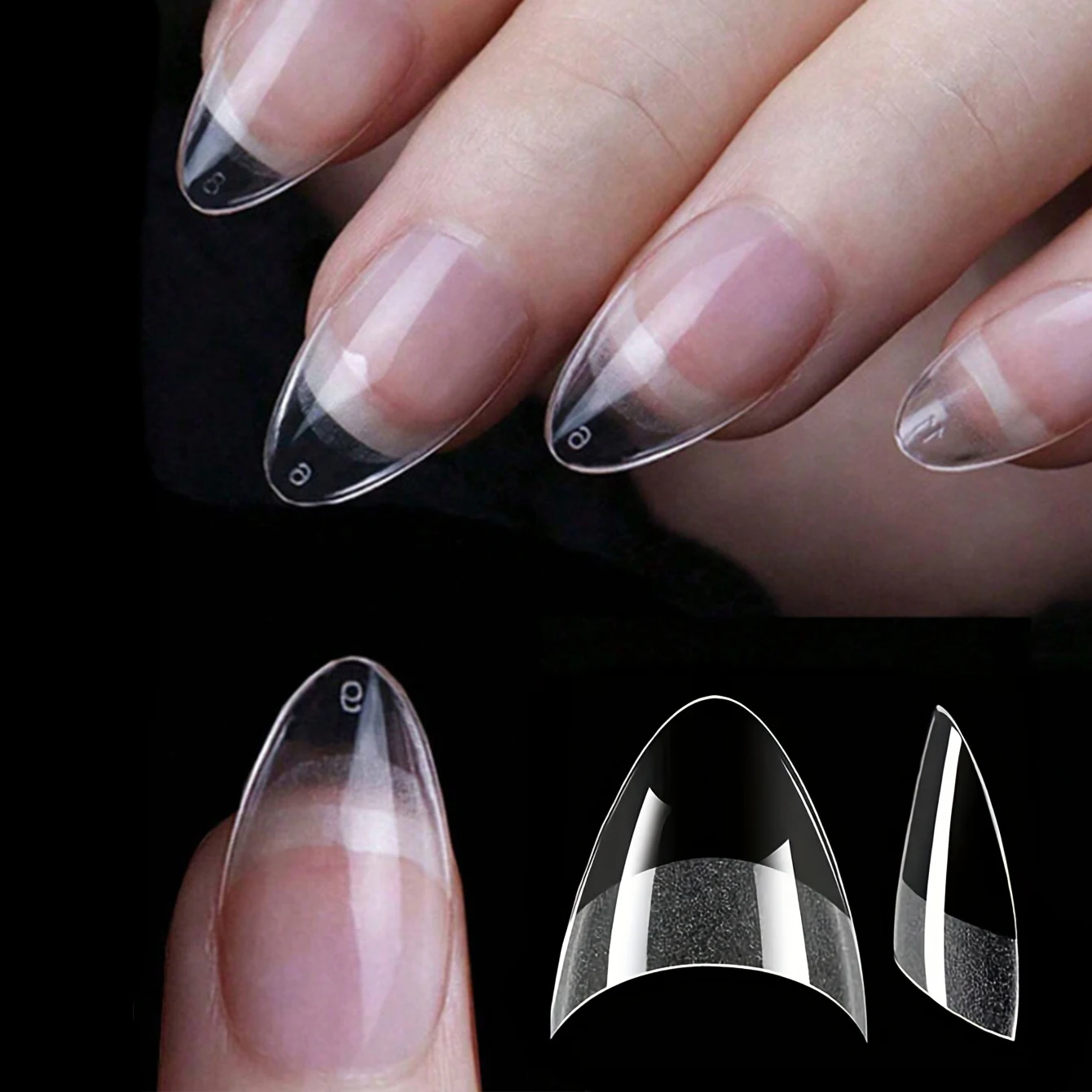 120/240 pcs Half Cover Almond Fake Nails Half Matte Pre Buff Acrylic Nails Extra Short Almond Shape Gel Nail Tips 12 Sizes