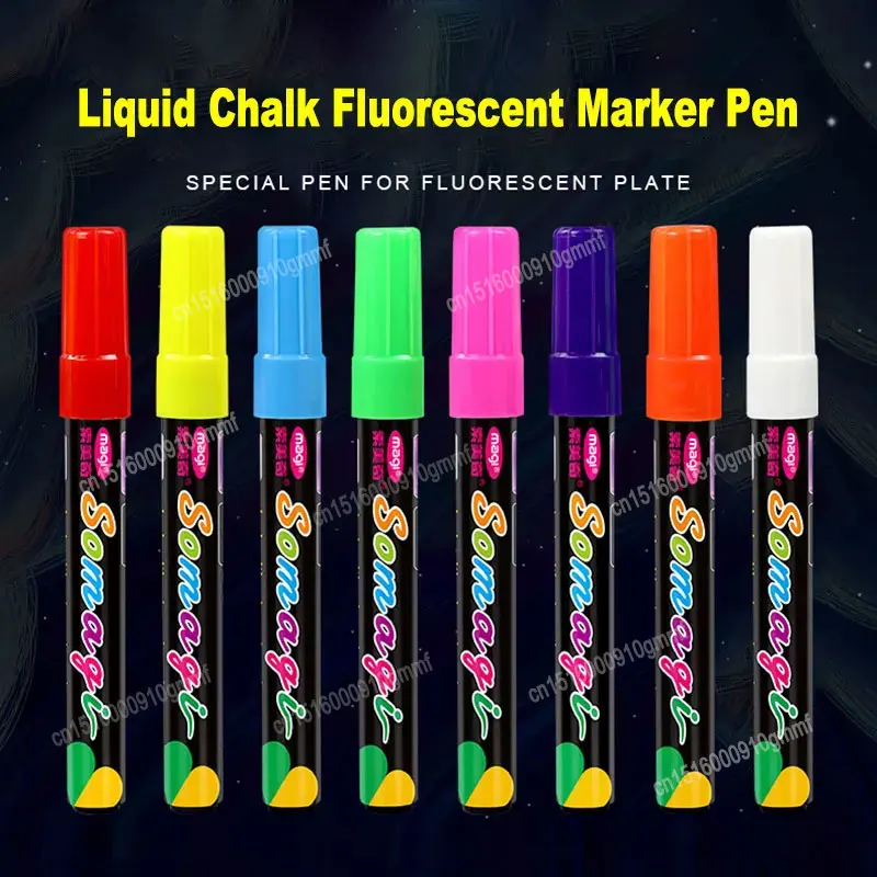 Imagem -02 - Liquid Chalk Erasable Highlighter Caneta Marcadora Fluorescente Ponta Plana Art Graffiti Led Light Board Quadro-negro Quadro-branco Cores mm