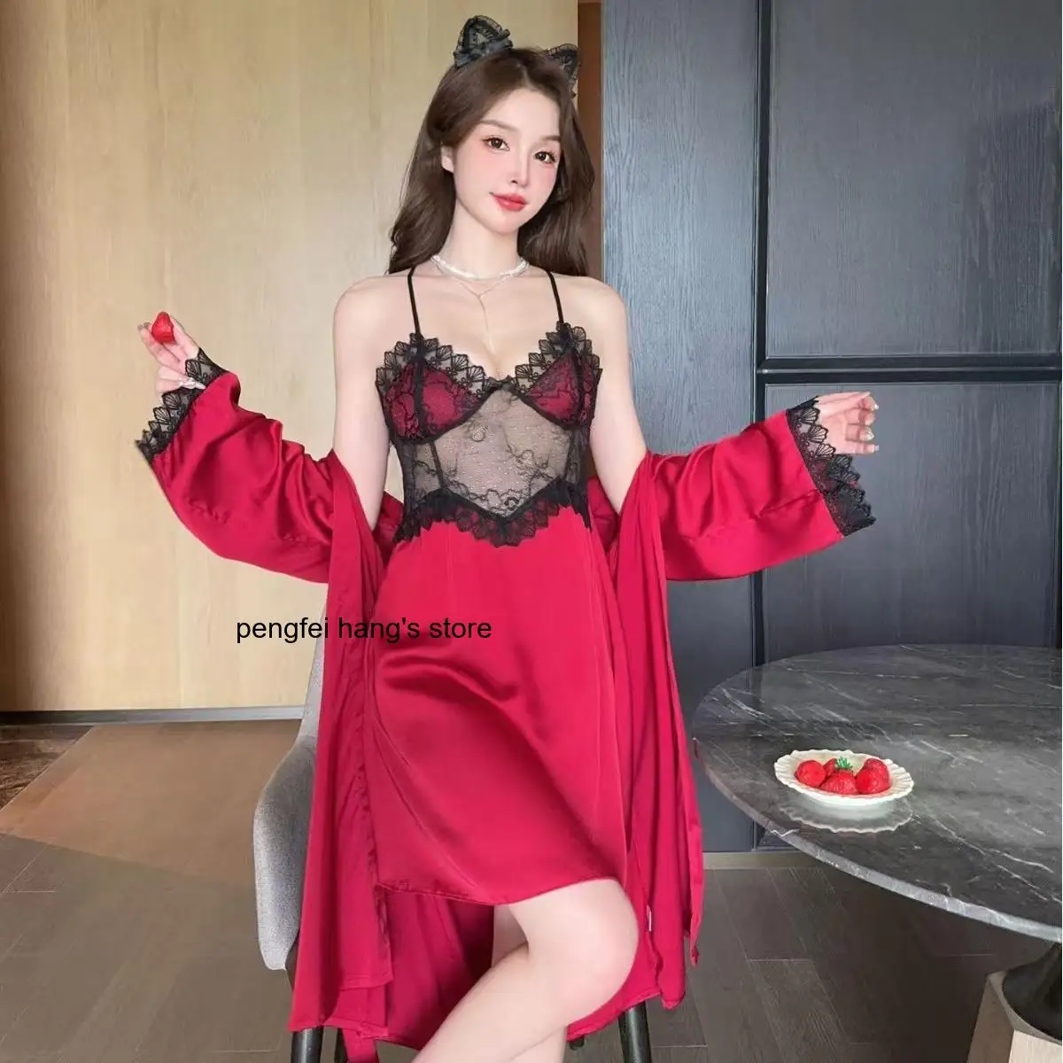 Women Summer Lace Spaghetti Strap Nightgown Soft Lightweight Sleep Dress Casual Comfort Loungewear Loose Home Sleep Outfit