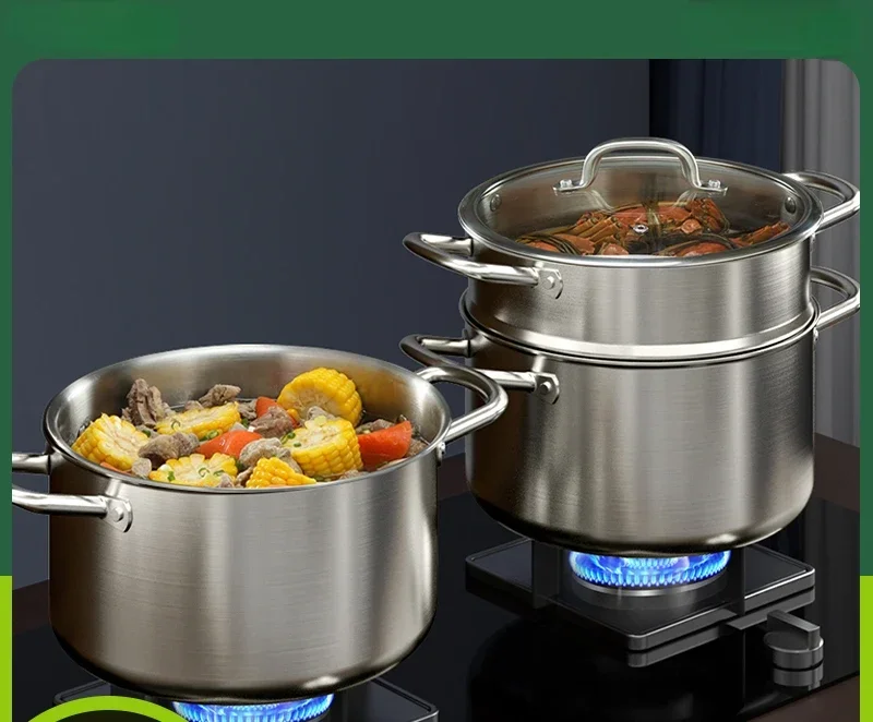Лидер продаж, утолщенная пароварка из нержавеющей стали 316, бытовая двухслойная кастрюля, индукционная плита, газовая плита, специальная кастрюля для приготовления пищи