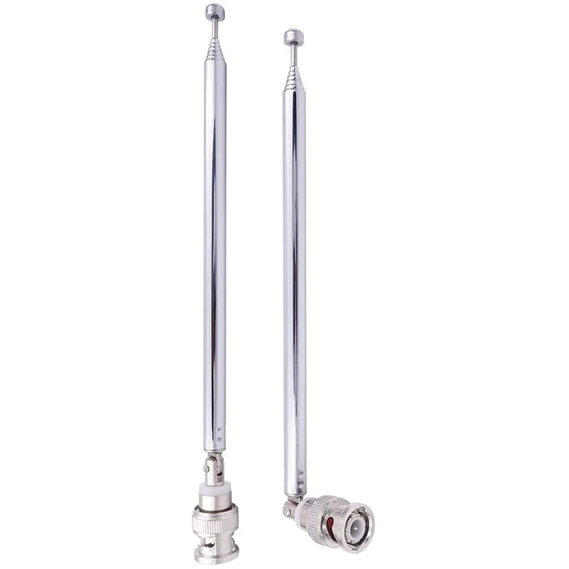 Y16A (2 Pack) BNC Radio Antenna with BNC Male Plug Jack Connector Adapter Telescopic Stainless Steel HF VHF UHF BNC Antenna