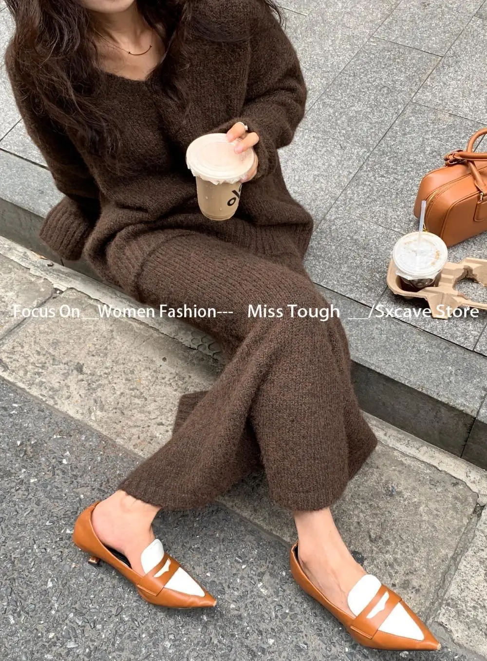 Knitted Sweater Set Skirt for Women Winter V-neck Vintage Suits Pullover Knitted Pullover Skirt Korean Fashion Two-piece Set