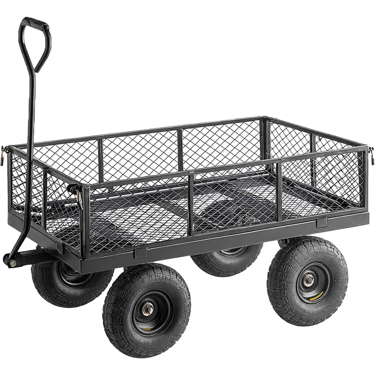 Steel Garden Cart, Mesh Wagon with Removable Sides & Flatbed, 42.5