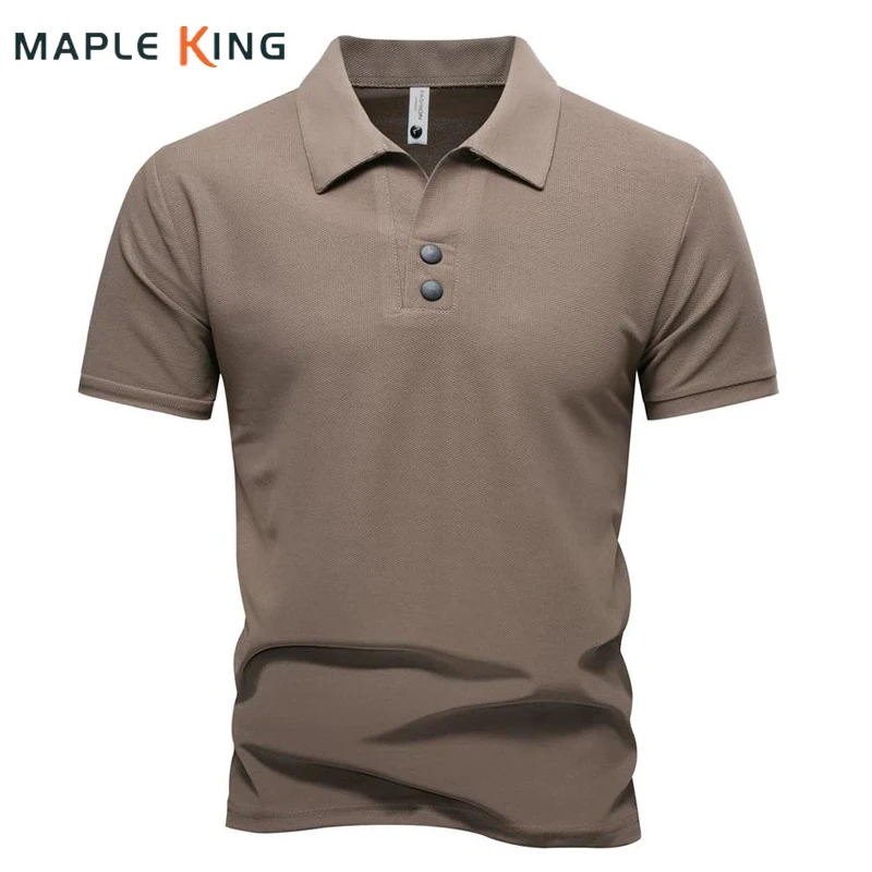 Men's Two Buttons Designer Polo Shirts Streetwear 2026 Summer Tops Solid Color Man Social Business Polo Hombre Golf Tee Shirt