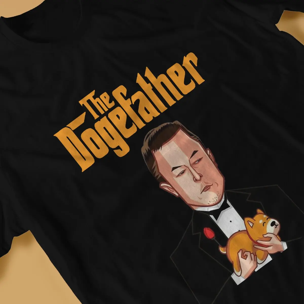 The DogeFather Elon Musk Men TShirt Shiba Inu Crypto Coin O Neck Tops Polyester T Shirt Humor Birthday Gifts