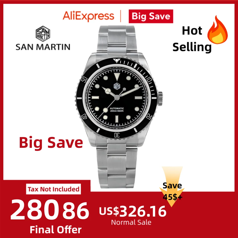 

San Martin 38mm Water Ghost 6200 Sports Watch For Men Automatic Mechanical Wristwatches Luxury 20Bar часы мужские SN0