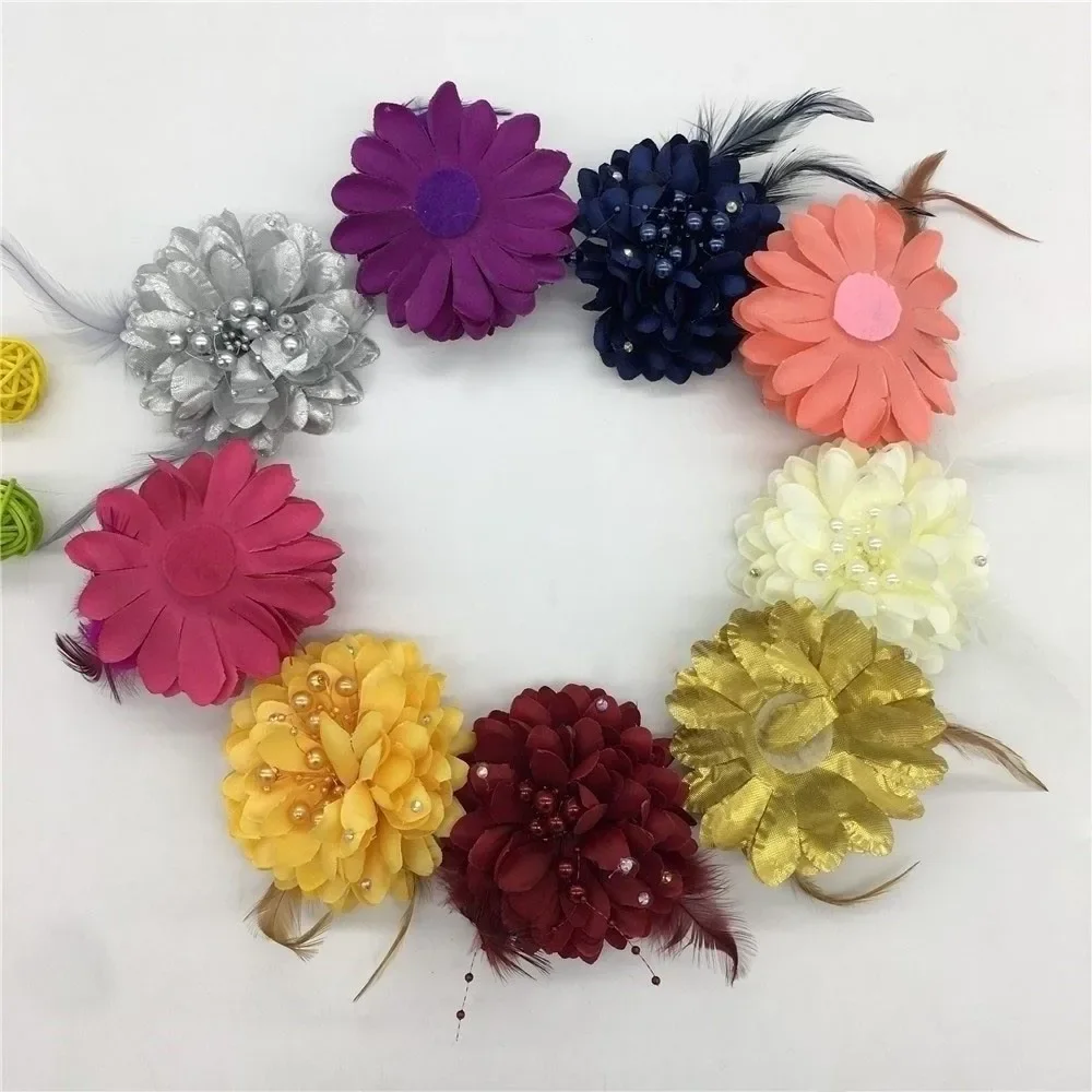 New arrive Flowers 3D Sequin Feather Wreath ABS Pearl Artificial Flower Felt-cloth Home Decoration Accessories For Needlework