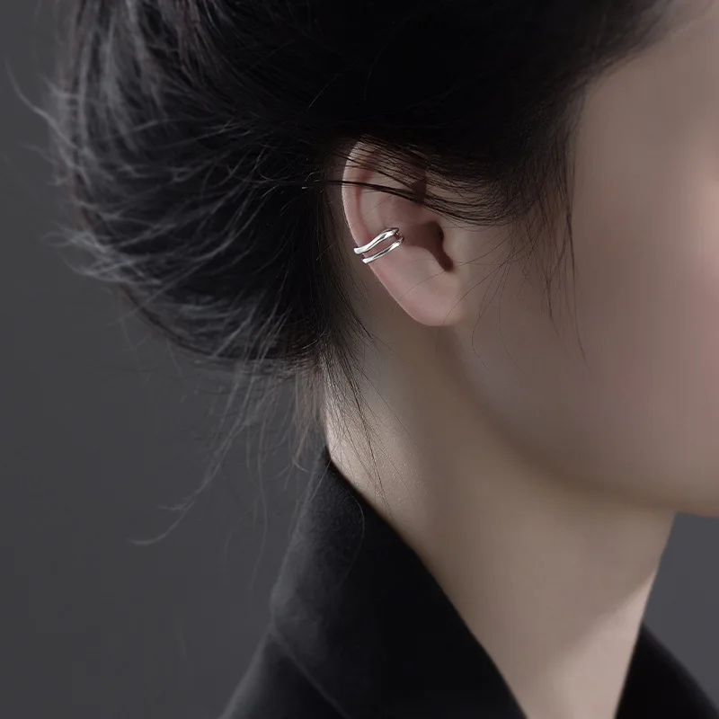 1Pc Ear Cuff Earrings Non-Piercing Double Layer Cuff Ear Clip Earring for Women Fake Cartilage Simple Y2K Jewelry 2025 New