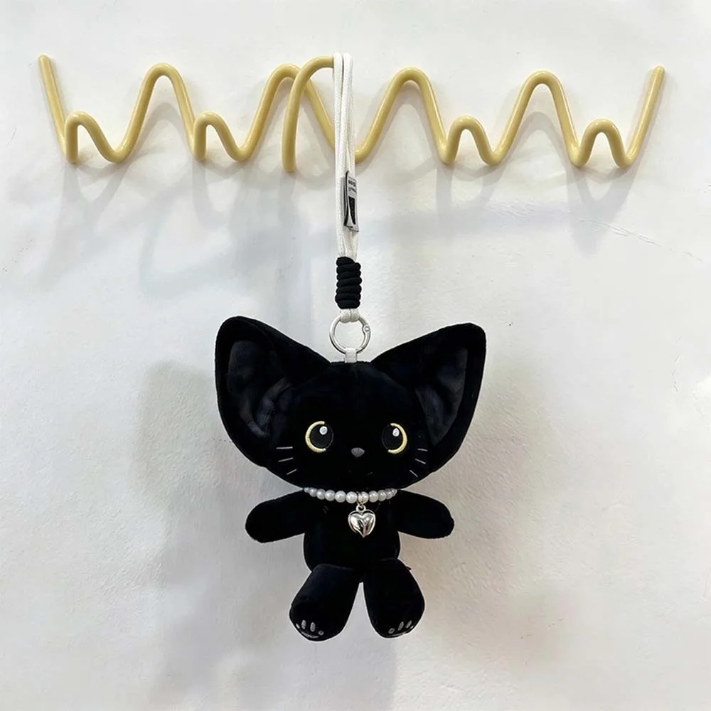 Ribbon Bow Cat Keychain Soft Velvet Candy Color Big Ears Cat Charm Stuffed Embroidered Paws Couple Bag Accessory Birthday Gift