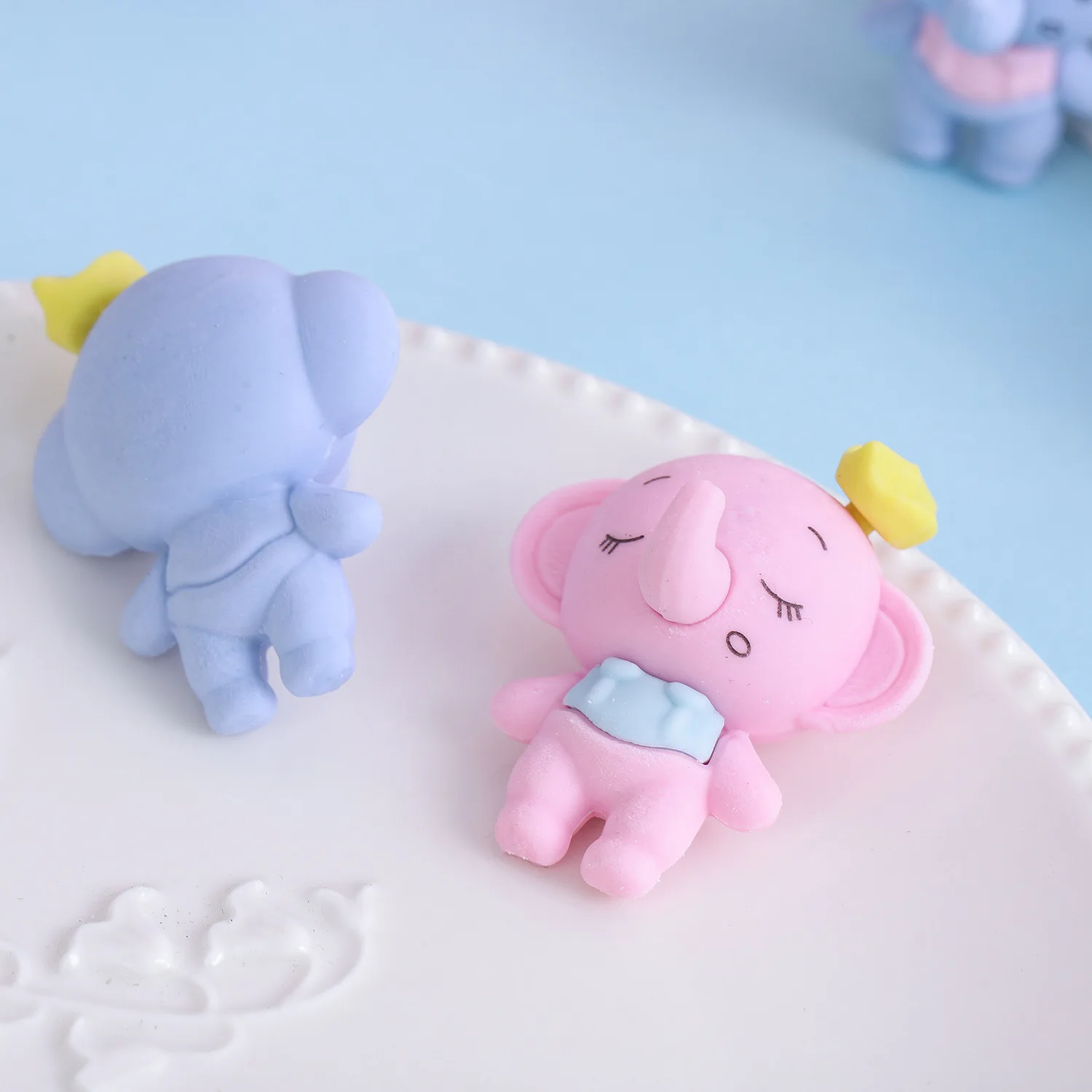 3 Piece Cartoon Kawaii Candy Colored Elephant Rubber Eraser Novelty Stationery