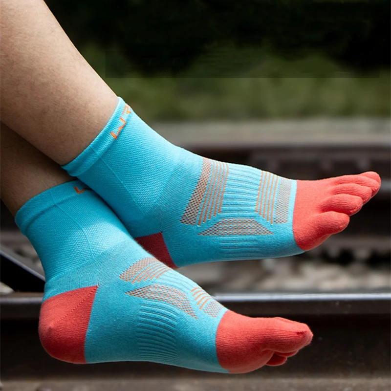 1 Pairs Five-Toe Sports Socks Breathable Coolmax Quick-Drying Sweat-Wicking Elasticity Cycling Socks Professional Running Socks