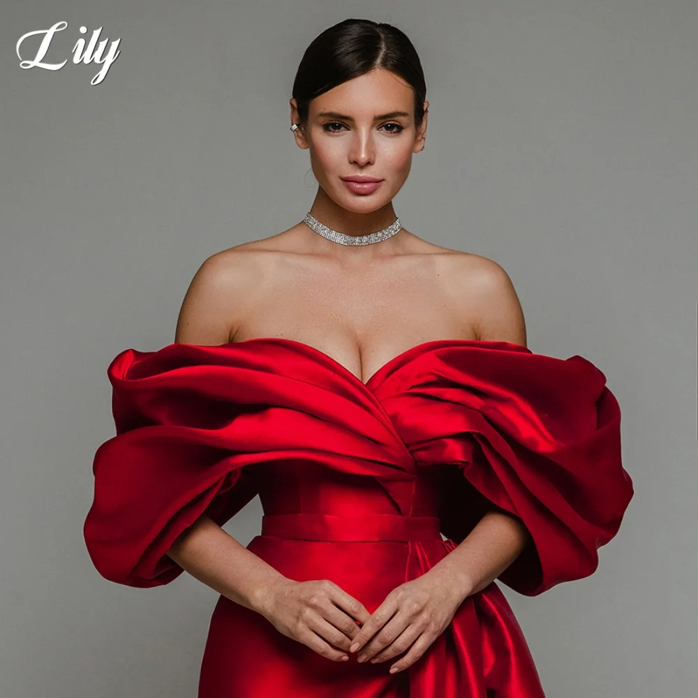 

Красные простые вечерние платья с открытыми плечами и складками Вечерние платья со шлейфом فساتين السهرة для свадьбы по индивидуальному заказу