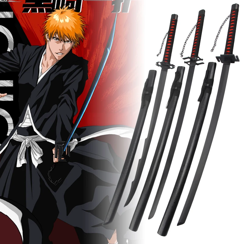 72/104cm Bleach Katana Kurosaki Ichigo Cosplay Prop Real Original Japanese Katana Bleach Bankai Samurai Sword Kid Toy Anime Gift