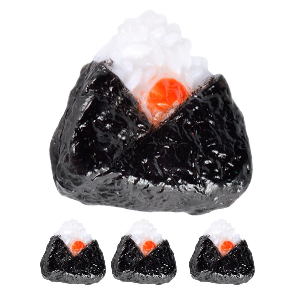 

4 Pcs Imitation Sushi Rice Ball Artificial Food Mini Scene Layout Prop for Display Models Japanese Photo Snack Fake