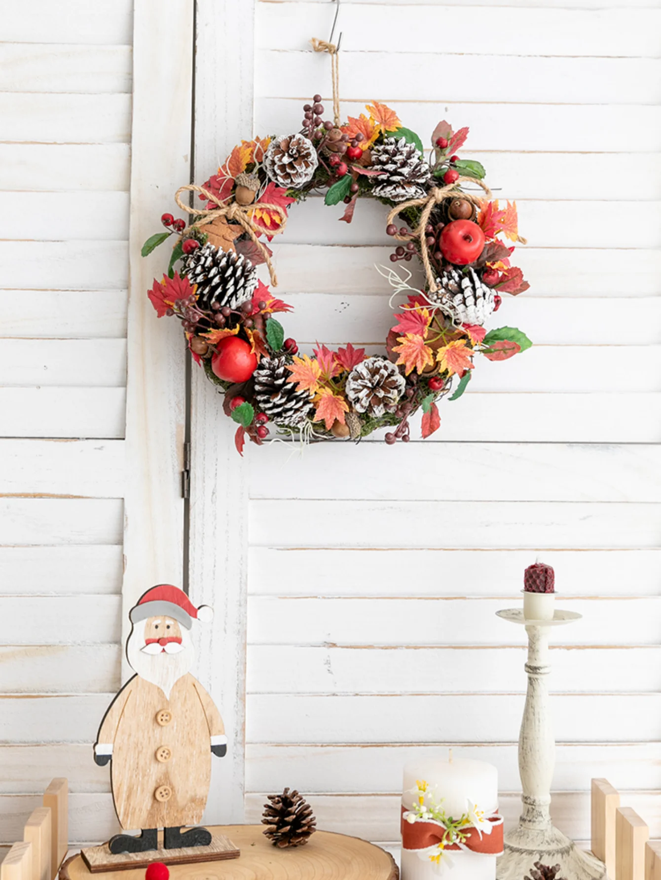 Fall Door Wreath Christmas Halloween Thanksgiving Decorations Farmhouse Autumn Decorations Home Hanging Decor Artificial Wreaths