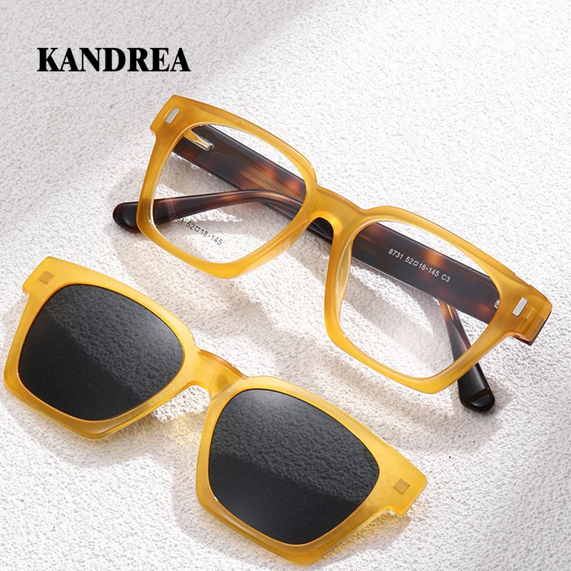 

KANDREA Hexagon Magnetic TR Clip Polarized Sunglasses Women Fashionable Optical Myopia Glasses Frame Men Eyeglasses 8731