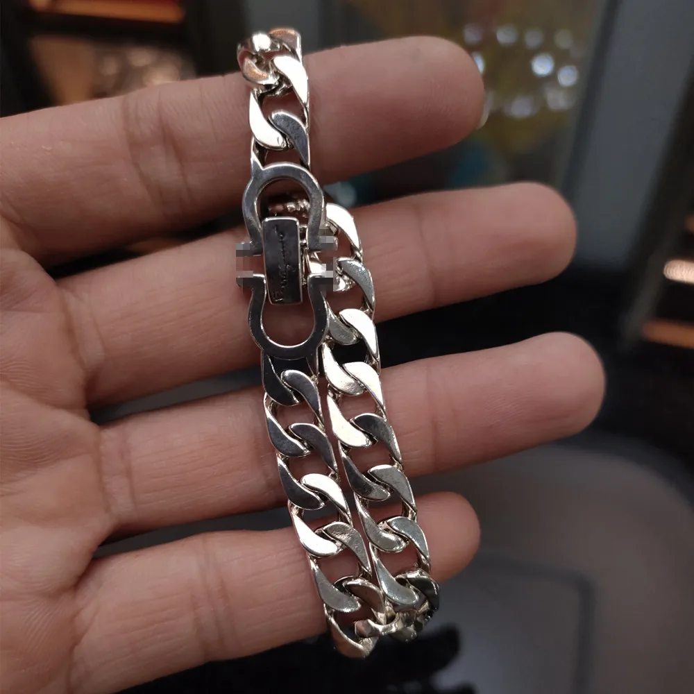 S925 Sterling Silver Europe And America Personality Eternal Vine Flower Punk Tank Bracelet Men's Thai Silver Retro Smooth Chain