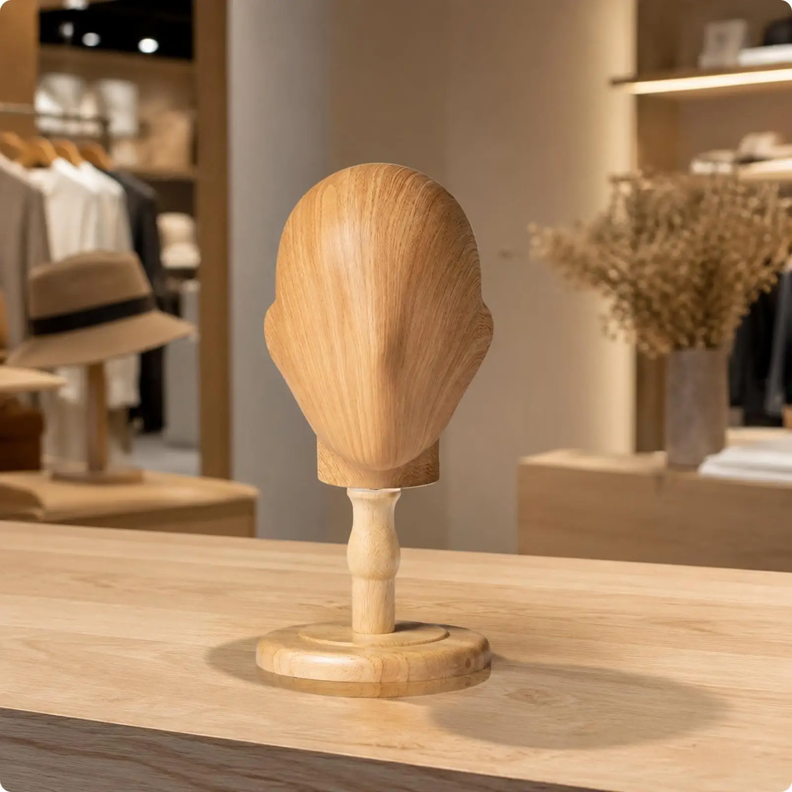 Plastic Mannequin Head Form for Hat Display with Support Post Round Base Store Merchandising