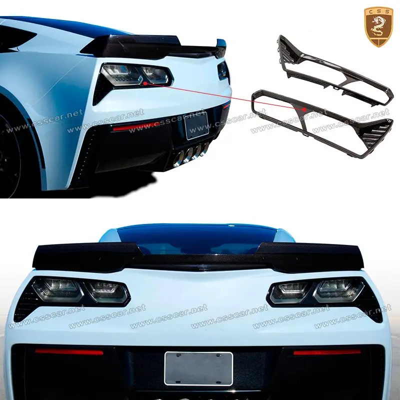 Car Accessories for Chevy Corvette C7 Real Carbon Fiber Car Taillight Cover  Rear Light Cap Racing Lamp Part Body Kit Trims