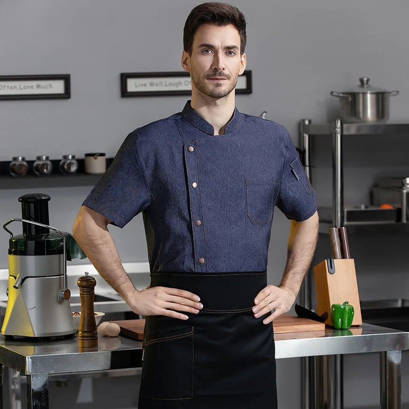 Cook Jacket for Back Breathable Mesh Design Summer Catering Waiter Shirt Bakery Chef Uniform Kitchen Waiter Clothes