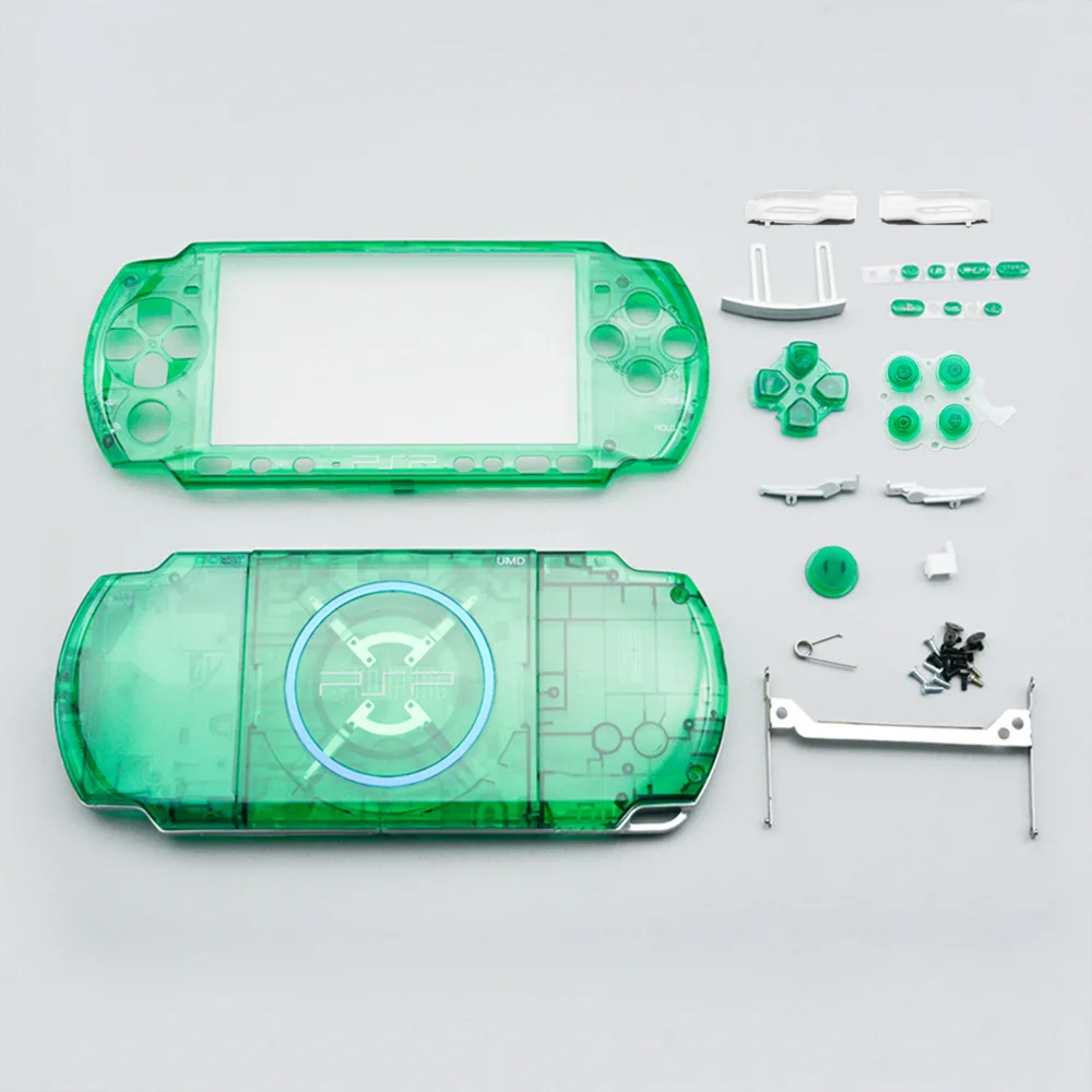 Translucent Replacement Housing Shell for PSP 3000 Faceplate Front Cover Bottom Case with Full Buttons Kits DIY Repair Parts