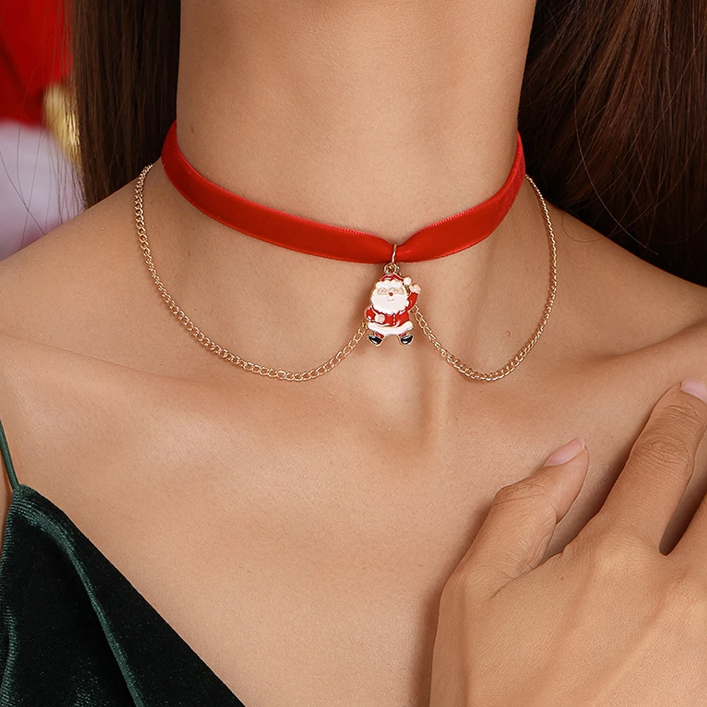 Aihua neue Mode Weihnachten Halskette für Frauen Mädchen Santa Claus Hirsch Glocke Weihnachten Stern Baum Anhänger Halskette Neujahr Geschenke – Detail 10