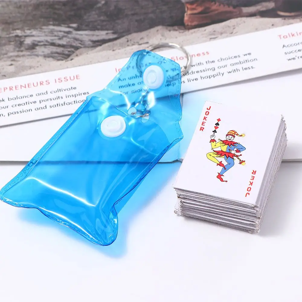 Portable Mini Playing Cards Poker Keychain Small Board Game Key Chain 4*3cm Random Color Playing Game Creative Child Gift