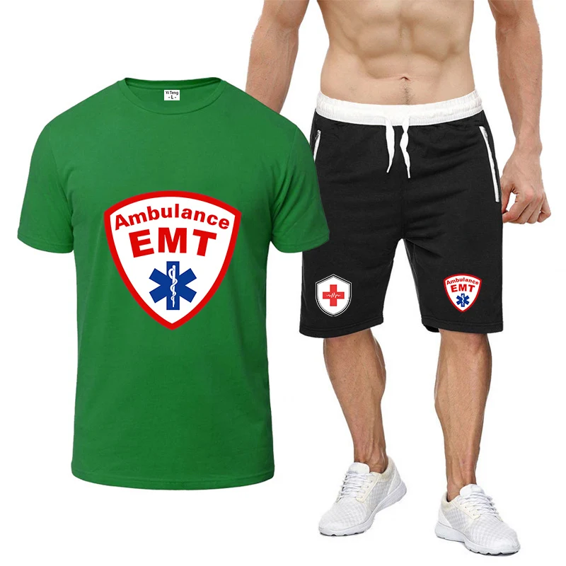 

EMT Emergency Ambulance Logo Print 2026 Men's Summer Skin-friendly Refreshing Without Clinging to the Body T-shirt Pants Suits