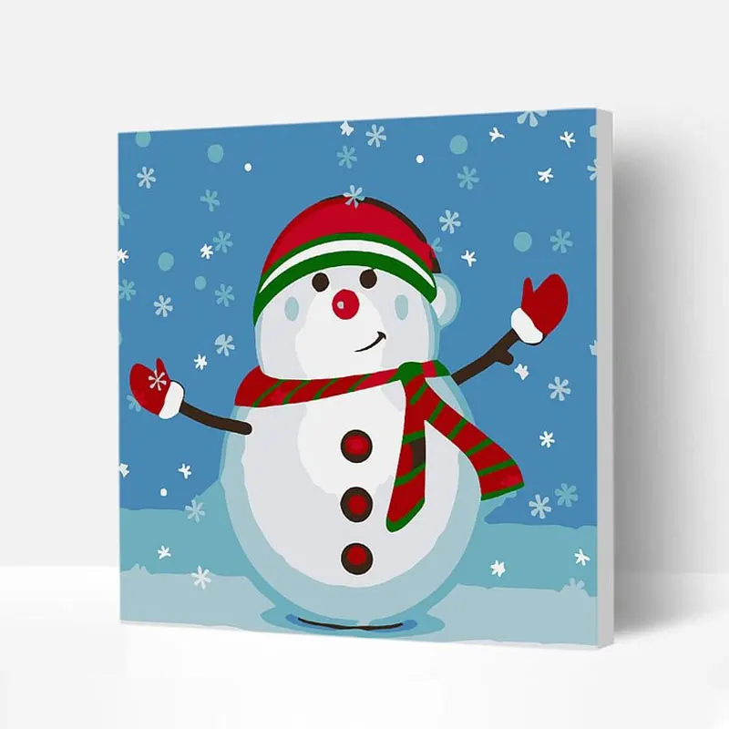 

Christmas Paint by Number with Frame Incredible Christmas Wall Art Paint Easy Simple Painting Kits for Kids Snowman with Gloves