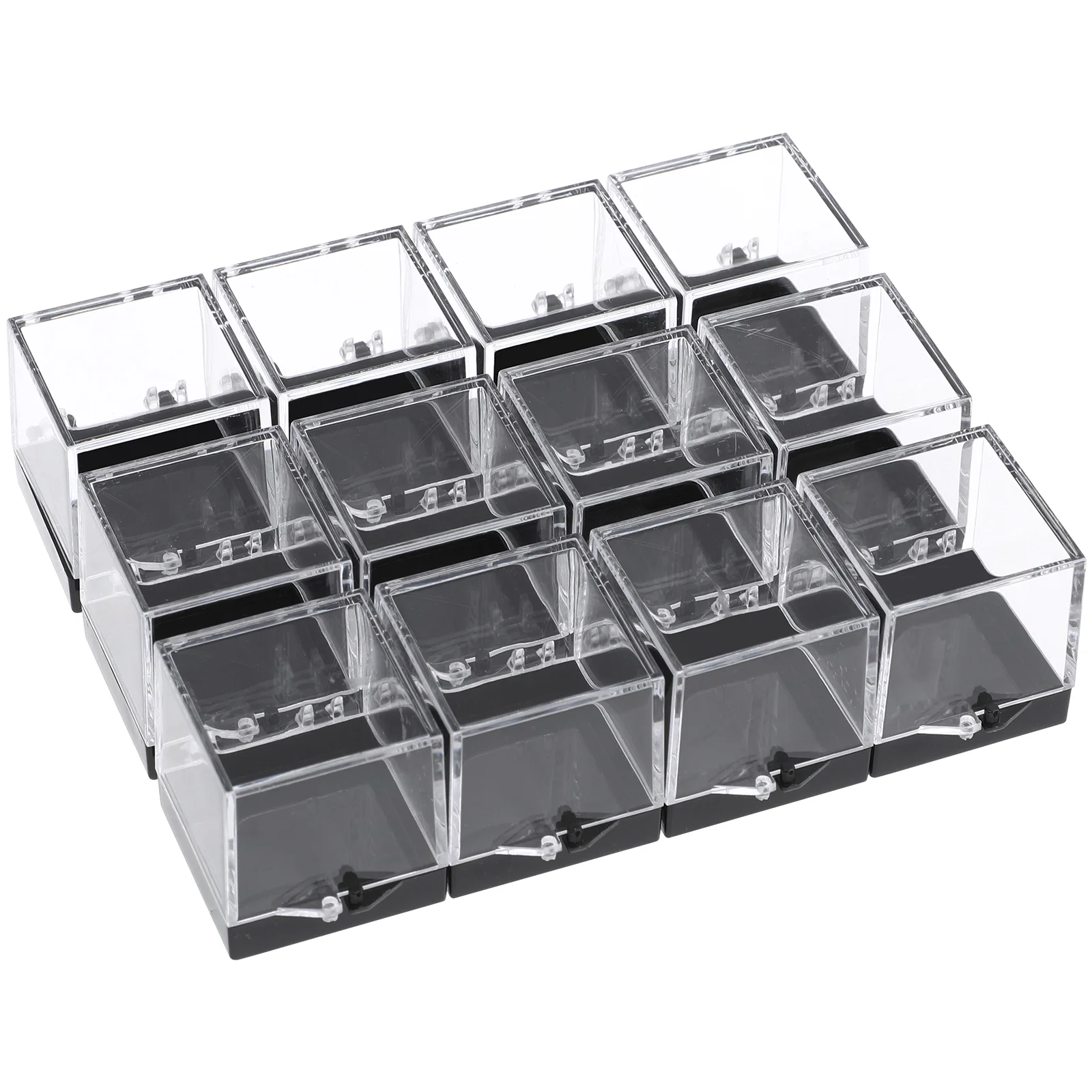 

12 Pcs Gemstone Mineral Standard Display Box Foldable Storage Bins Transparent Specimen Case Boxes