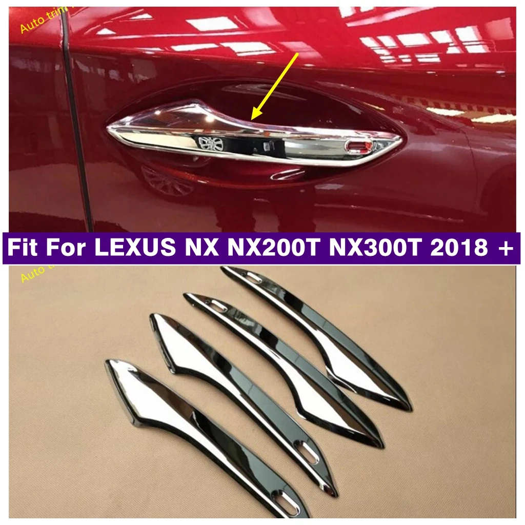 ABS Chrome Door Pull Knob Handle Catch Cap Sequins Decoration Cover Trim For LEXUS NX NX200T NX300T 2018 2019 Car Accessories