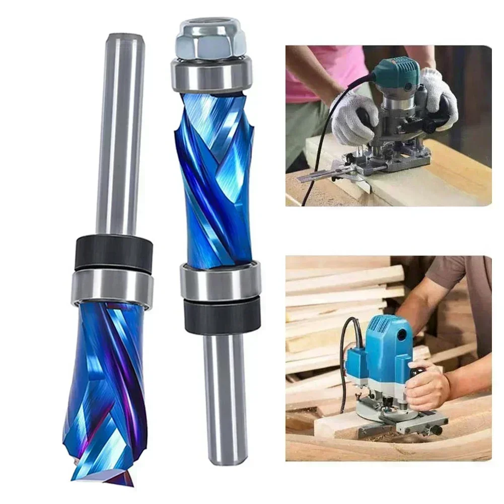 Router Bit Compression Flush Trim Cutter Spiral UP DOWN Cut End Milling Cutter For Power Tools Router Bits Accessory