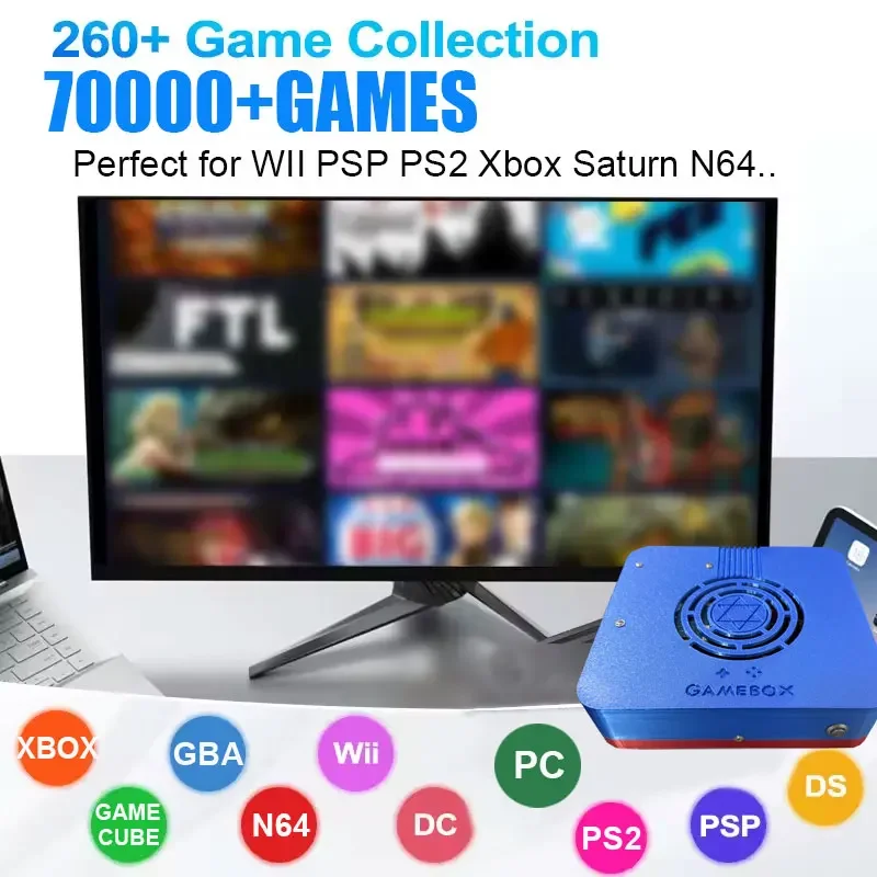 وحدة تحكم ألعاب GD10 التوصيل والتشغيل I3-3110M Win11 + Batocera 500G HDD 70000 + ألعاب لأجهزة Wii PS2 N64 PSP GameCube N64 مقبض لاسلكي