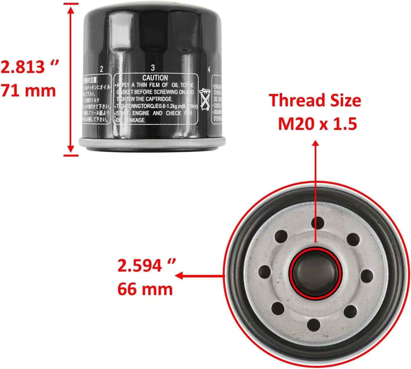 1/2/3pcs HF204 Motorcycle Oil Filter 3201-044 3201-451 For HONDA  CAT Yamaha series Black  2013 - 2020 CBR500R CB500F CB500X image 2