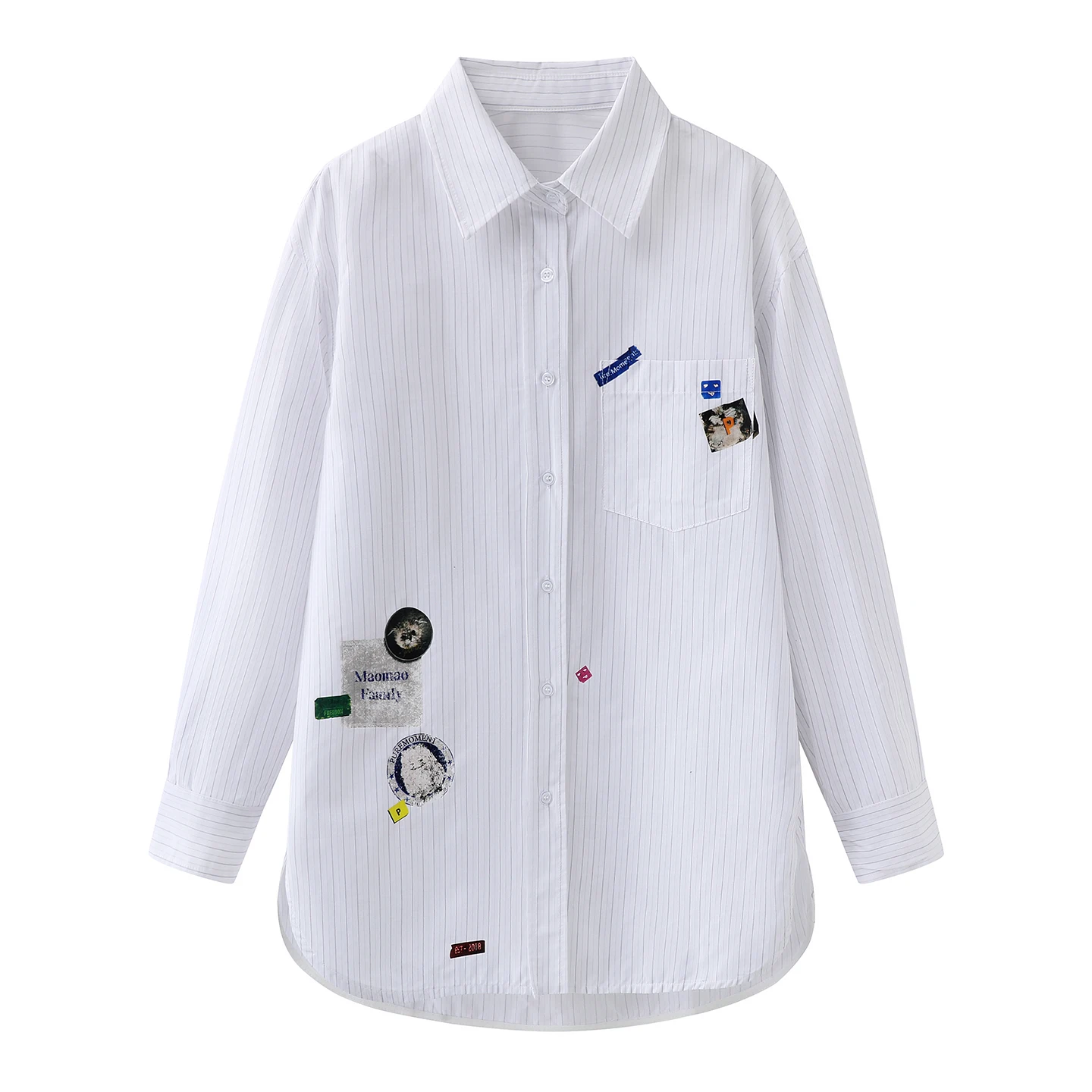 

Весна 2026: Женская рубашка в повседневном стиле, свободного кроя, с принтом и полосками, модная, универсальная, удобная для города