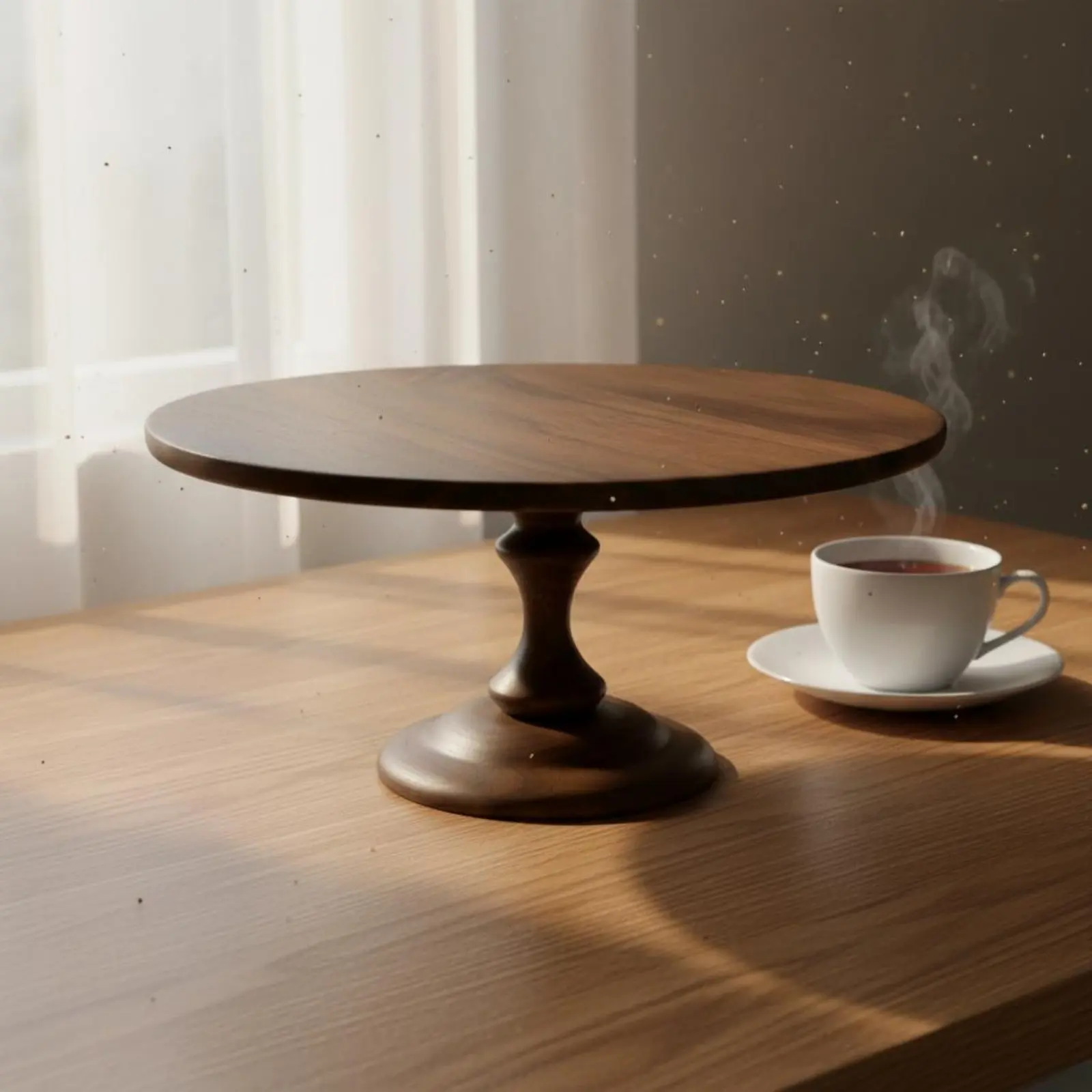 Support à gâteau en bois avec revêtement alimentaire, présentoir rond pour desserts, piédestal de service en bois d'acacia, élégant centre de table