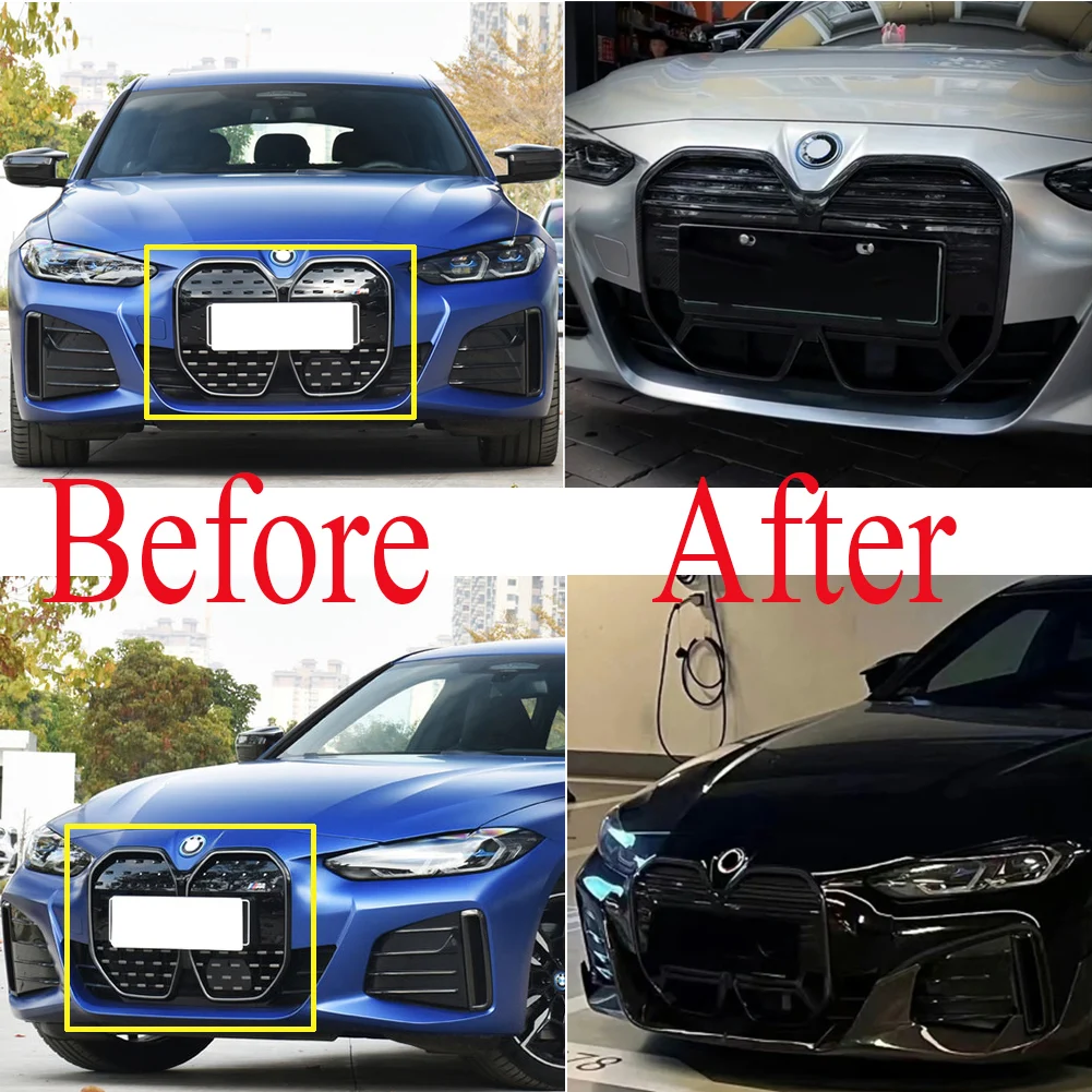 Front Racing Facelift Center Grille Upper Bumper Radiator Grilles Fit For BMW G26 4-Series i4 eDrive35 40 M50 2022 2023