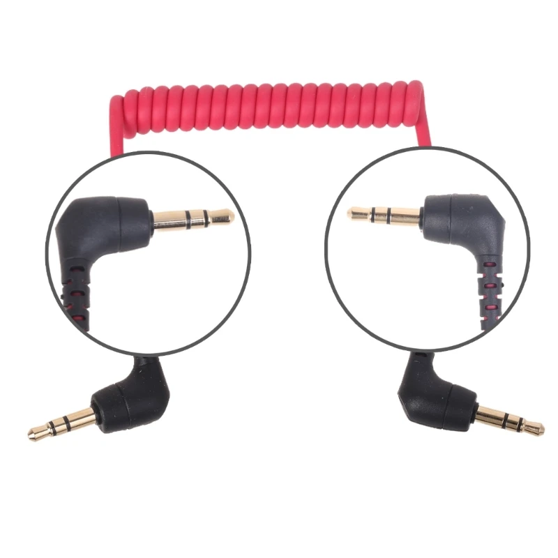 3.5mm TRS Male Microphones Cable for Rode SC2, Male to Male Spring Coiled Right Angled Mic Cord Connection Camera DropShipping - Image 2