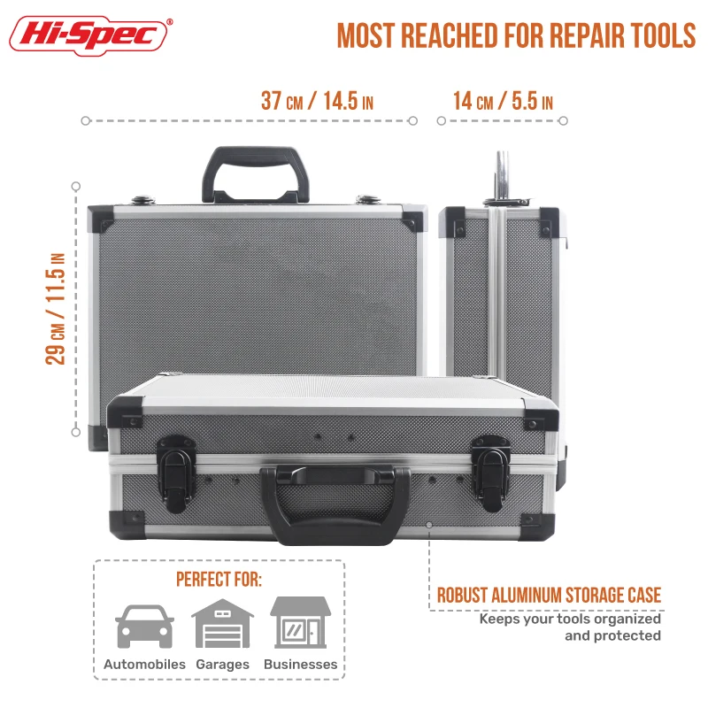 Hi-Spec Professional 91pcs Tools Set with Aluminum Case Socket Wrench Repair Tool set of High-grade CR-V General Hand Tools Set