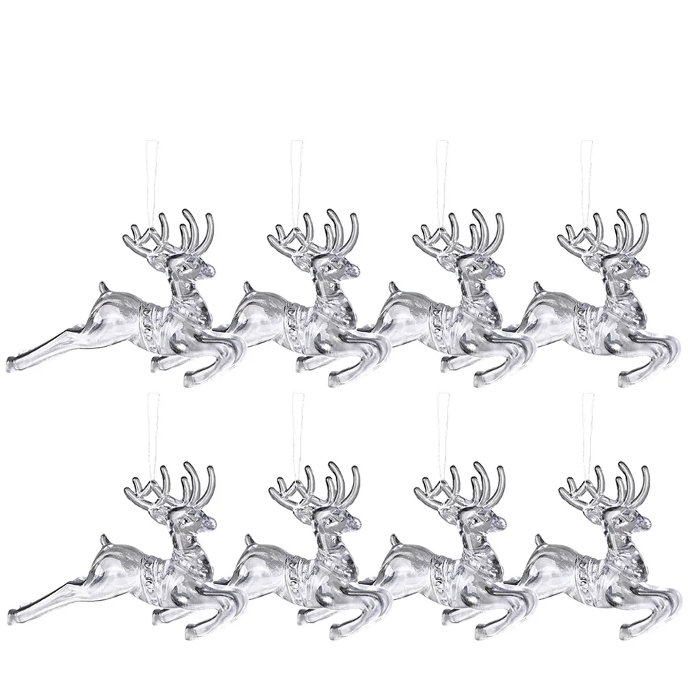 

8Pcs Acrylic Hanging Xmas Ornaments Clear Christmas Tree Decoration Party Favor Decor Acrylic Elk Hanging Ornament